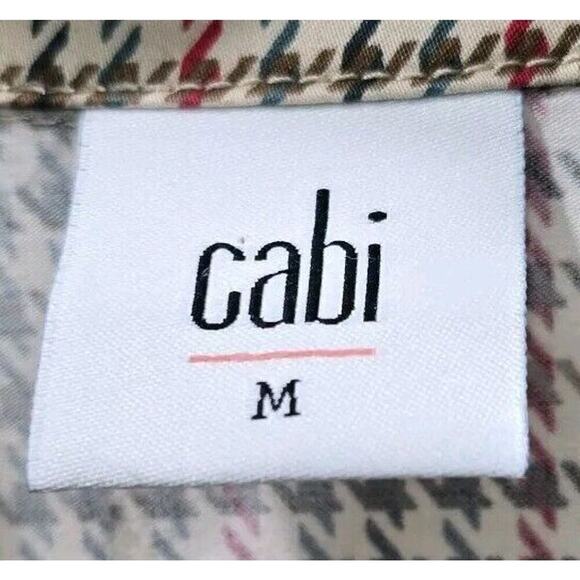 Cabi Jacket Womens Medium Brown Red Sherlock Houndstooth Trench Coat 3734 - Picture 3 of 11